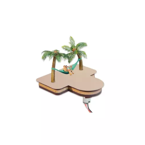 Set van 2 palmbomen met gemotoriseerde hangmat en 2 figuren - Noch 21772 - HO 1/87