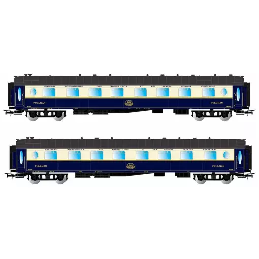 Set of 2 CIWL Pullman cars in blue and cream Flèche d'or livery