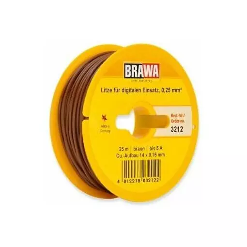 Câble électrique Marron 0,25 mm² - 25 mètres de longueur - BRAWA 3212