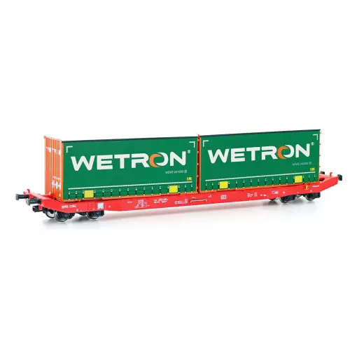 Wagon porte-conteneurs Sgkkms 698 WETRON - Mehano 28412 - HO 1/87 - DB AG - Ep VI - 2R