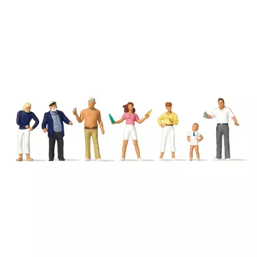 Set de 7 figuras en el quiosco Preiser 10690 - HO: 1/87