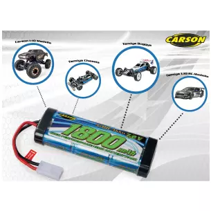 Batterie NiMH 7,2V 1800mAh Race avec connecteur Tamiya - CARSON 500608221 image N°2