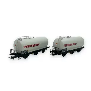 Set of 2 3-axle tank wagons "Pétrole de l'Ouest" - Jouef HJ6249 - HO 1/87 - SNCF - Ep IV - 2R