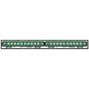 Set de 2 voitures voyageurs USI livrée verte, 2 x Bmyfi U60, marquage 1956 - Models World 40021 - HO 1/87 - SNCF - Ep III - 2R