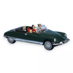 Citroën DS 19 cabriolet ouvert, vert forêt , conducteur et 2 passagers - Sai 1619