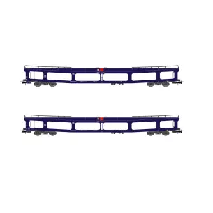 COFFRET DE 2 WAGONS DE TRANSPORT AUTOMOBILES DD DEV 66 - JOUEF HJ4190 - SNCB - EP V - 2R