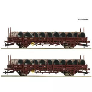 Coffret de 2 wagons ranchers pivotants - Roco 6600119 - SNCF - EP. IV