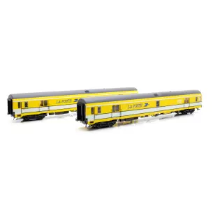 Lote de 2 postcars amarillos PA UIC - LSModels 40446 - SNCF - HO : 1/87 - EP IV