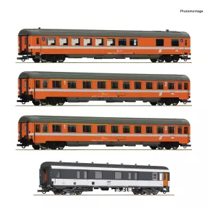Coffret de 4 voitures voyageurs du train "Arlberg-Express" - Roco 6200077 - ÖBB - HO 1/87 - EP. IV - 2R