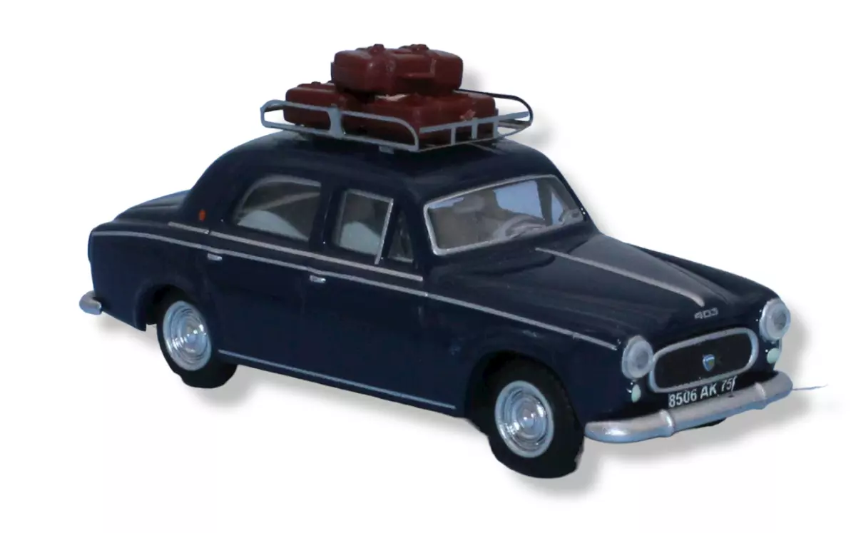Peugeot 403 with roof rack and 3 suitcases SAI 1821 HO 1 87 Jura Modelisme
