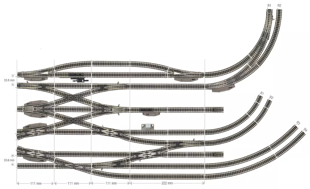 Curved track R3 396.4 mm 15 Fleischmann 9131 N Code 80 Jura