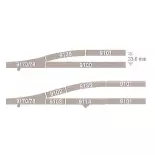 Gebogen spoor met ballast, boogstraal R4 430 mm 15° Fleischmann 9136 - N : 1/160 - Code 80