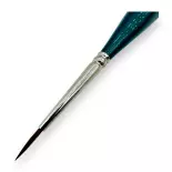 Pinceau N°01 en poil synthétique de martre Kolinsky, manche en métal bleu - Kolibri 0555/01