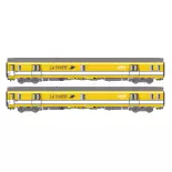 Lote de 2 postcars amarillos PA UIC - LSModels 40446 - SNCF - HO : 1/87 - EP IV