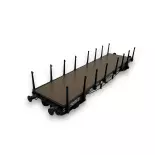 Wagon plat TP noir à Ranchers courts REE Modeles WB547 SNCF - HO 1/87 - EP IIIA