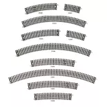 Vía curva, radio 438 mm 22,5° Peco ST225 - HO : 1/87 - Código 100