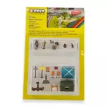 Set of 4 figures & 14 accessories - "Camping" theme NOCH 16201 - HO 1/87