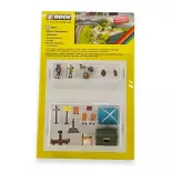 Set de 4 figuras y 14 accesorios - Tema "Camping" NOCH 16201 - HO 1/87