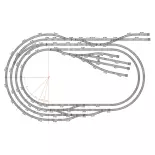 Symmetrisch schakelpunt 168 mm 22,5° Peco ST247 Radius 859,6 mm - HO : 1/87 - Code 100