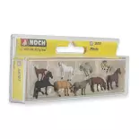 Pack of 9 horses NOCH 36761 - N : 1/160