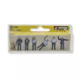 Set of 6 police officers with a dog Noch 15091 - HO 1:87