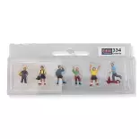 Set of 6 figures, group of girls / boys SAI 334 - HO : 1/87