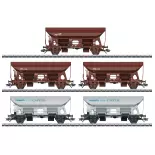 Set 5 wagons trémies déchargement auto MARKLIN 46307 CFL - HO 1/87 - EP VI
