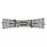 Traversée-jonction double Traverses Bois 239mm-15° PIKO 55224 | HO 1/87 | Code 100