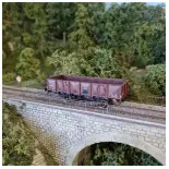 PLM 4-deurs tombereauwagen, rood sideros plaatwerk, REE Models WB-815, HO 1/87e