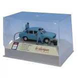 Eend blauwe Peugeot 504, 2 pompbediendes en toebehoren SAI 1924 - HO 1/87