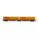 Wagon Sggmrss 90 TOUAX + 2 Conteneurs 45’ DHL - REE MODÈLES NW-236 - N 1/160 - SNCF - VI