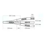 Binario diritto G 1/4 Traversine in legno - 57,5 mm - ROCO 42413 - HO 1/87 - Codice 83