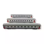 3 wagons voyageurs Eurofima Roco 74063 - HO - SNCB - EP V / VI