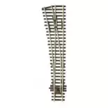 Aiguillage à gauche 12° Peco SLE89 Electrofrog 259 mm code 100 - R 1524 mm - HO 1/87
