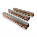 Set of 3 Languedoc Roussillon Carmillon VTU coaches - LS MODELS 40313 - HO SNCF - EP VI