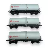 Set di 3 carri armati FAUVET-GIREL "ERMEWA" Ree Models WB-658 - HO 1/87 - SNCF - Ep V - 2R