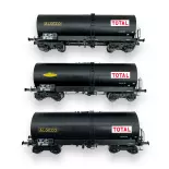 Lote de 3 vagones cisterna FAUVET-GIREL "SIMOTRA / ALGECO-TOTAL" - Ree Models WB-664 - HO 1/87 - SNCF - Ep III - 2R