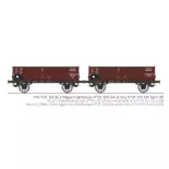 Set de 2 wagons tombereaux Ludwigshafen caisse métallique N°34 120 Om et bois N°34 199 Om - Ree Modèles WB928 - HO 1/87 - DR - Ep III - 2R