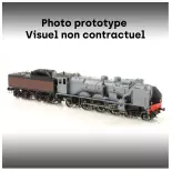 Steam locomotive - Pacific Chapelon Nord 3.1173 + tender Nord 35.118 - Chocolat - La Chapelle depot - HO 1/87