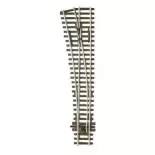 Aiguillage à gauche 12° Peco SLE189 Electrofrog 259 mm code 75 - R 1524 mm - HO 1/87
