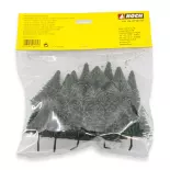 Pack de 10 sapins miniatures Noch 26930 - HO / TT - 50 à 140 mm