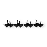 Lot de 4 charriots à bois sans frein - Minitrains 3002 - HOe 1/87 - DR - Ep III