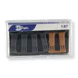 6er-Set Mülleimer 100L - Grau & Braun - 87Train 22231 | HO 1/87