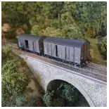 Set 2 Wagons Couverts - Brun - Oppeln - MAKETIS / EXACT TRAIN 20227 - SNCF - HO 1/87 - EP. III 