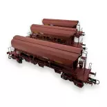 Set van 3 T8 Tadkks REE goederenwagons Modellen WB847 - HO 1/87 - SNCF - EP VI