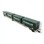 Roco 76635 dubbele containerwagen type Sggmrs - HO: 1/87 - DB AG - EP VI