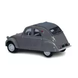 Voiture Citroën 2cv AZLP 1958, grise, capote ouverte SAI 6010 - HO 1/87