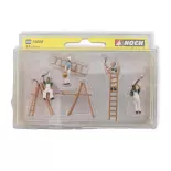 Set of 4 painters with their accessories - Noch 15056 - HO 1/87