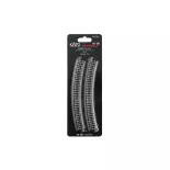 4 rails incurvés Unitrack (R348-30) 30 degrés - Kato 20-130 - HO 1/87
