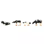 Lot de 8 vaches blanches tachetées noires Faller 151903 - N 1/160